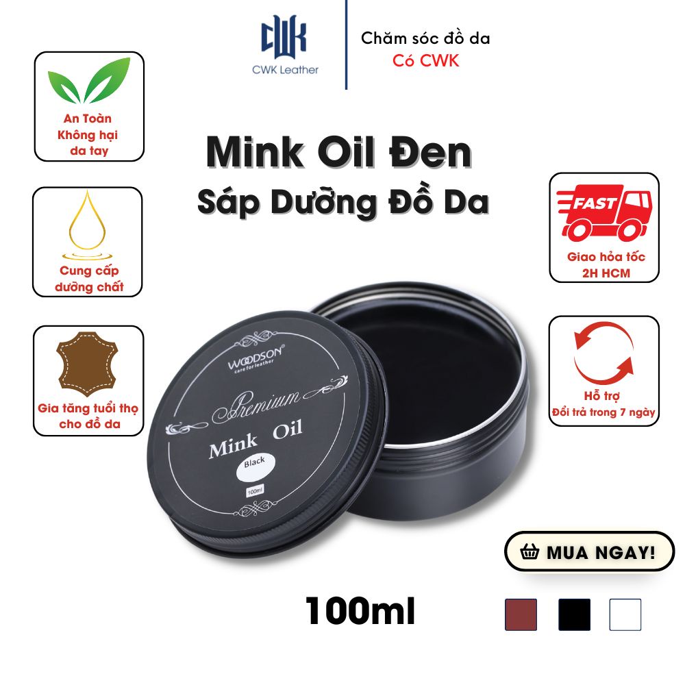Mink oil dầu chồn màu đen chuyên bảo dưỡng và phục hồi đồ da, túi xách, áo, ví, giày da