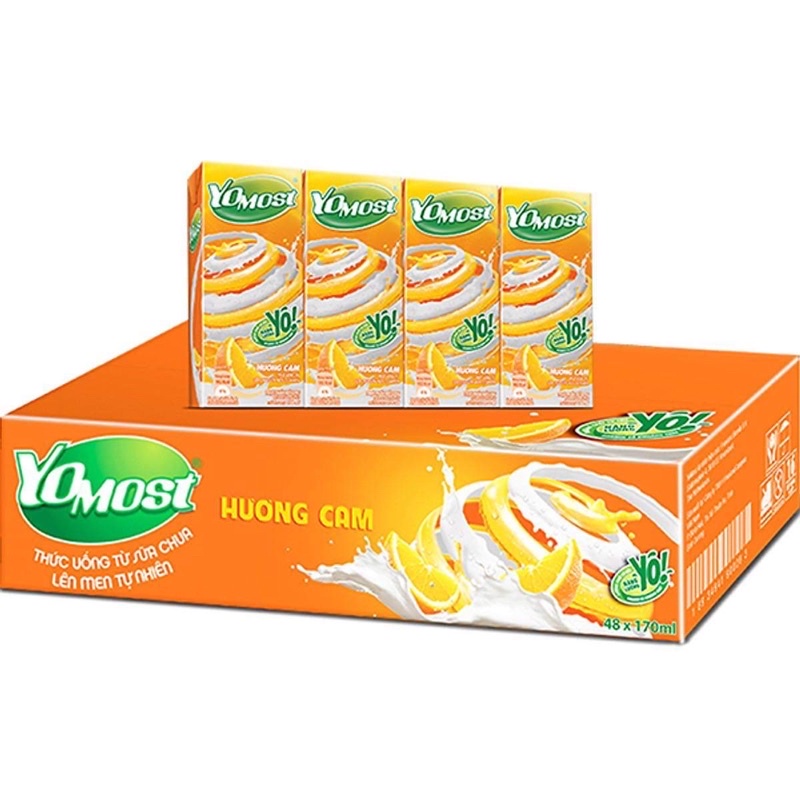 Sữa chua uống Yomost thùng 12 lốc 180ml hương cam và dâu