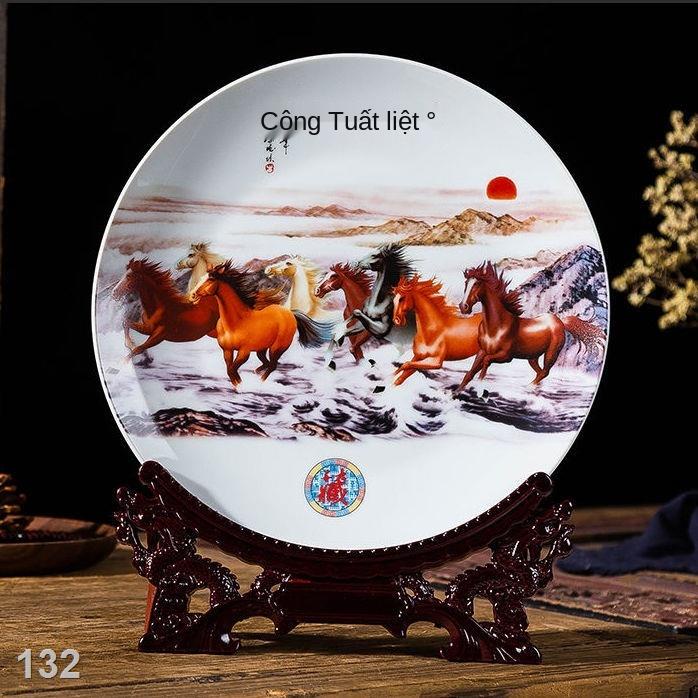 HPastel Trung Quốc đồ trang trí đĩa đồ trang trí Jingdezhen gốm sứ treo đĩa đồ trang trí nhà hiện đại đồ trang trí thủ c