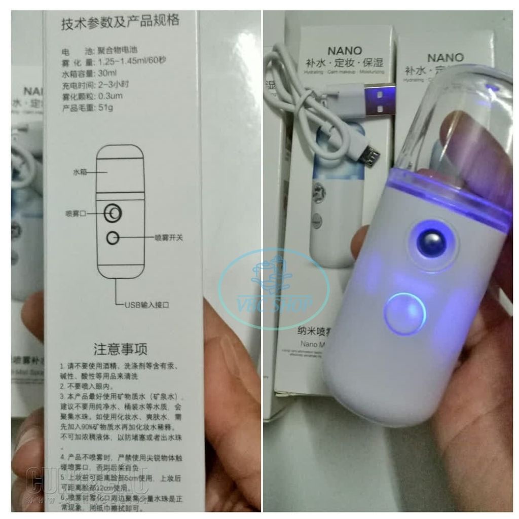 Máy Phun Sương Cầm Tay Mini Tiện Lợi, Xịt Khoáng Mini NANO dưỡng ẩm da mặt