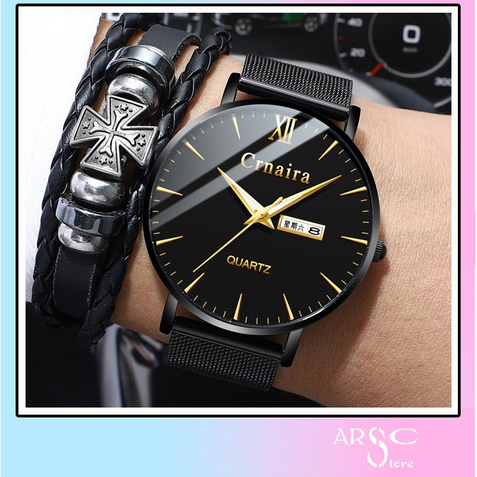Đồng hồ nam Crnaira Cr079 hàng chính hãng dây thép đặc ko gỉ