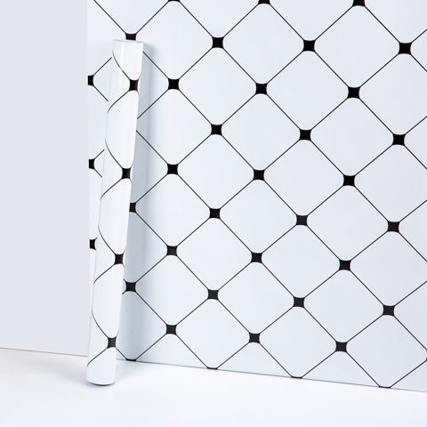 Giấy dán bếp tráng nhôm cách nhiệt Ô CHÉO CHẤM ĐEN khổ 60cm 1 mét