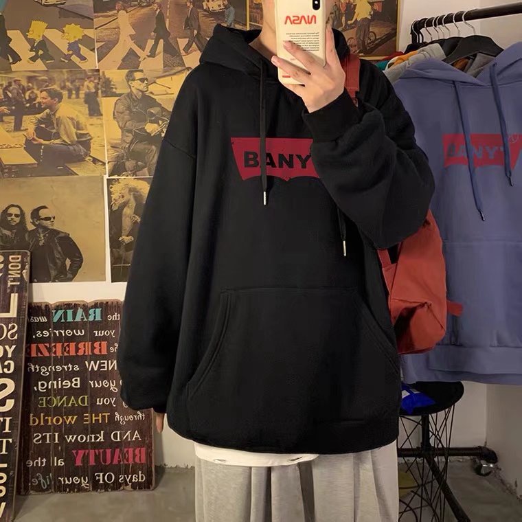 Áo hoodie Thể Thao Dáng Rộng In Chữ Phong Cách Hip Hop Đường Phố Nhật Bản Thời Trang Mùa Đông Cho Nam Cỡ Lớn M-5XL