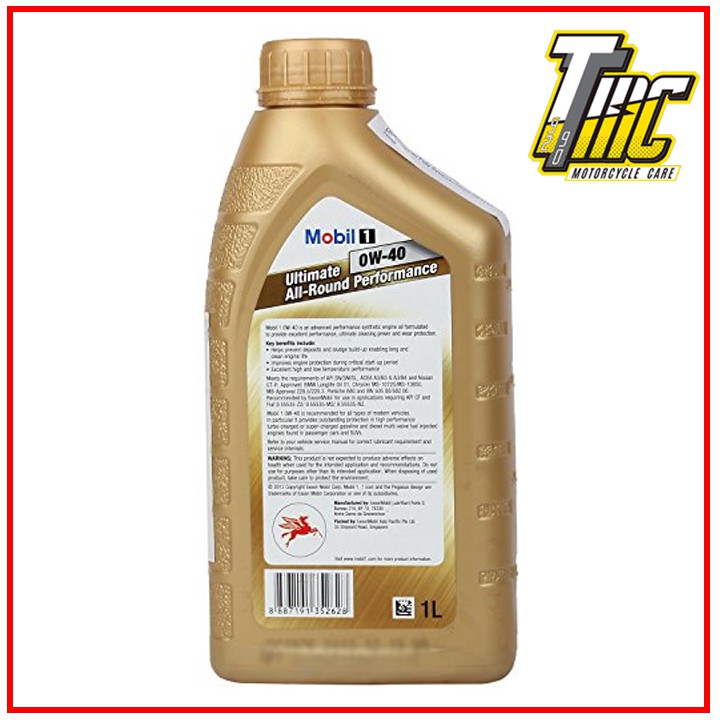 MOBIL1 GOLD 0W40 1l hàng nhập từ Singapo cho xe tay ga hoặc ô tô