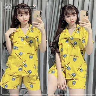 Bộ pijama kate thái, quần đùi , ảnh thật