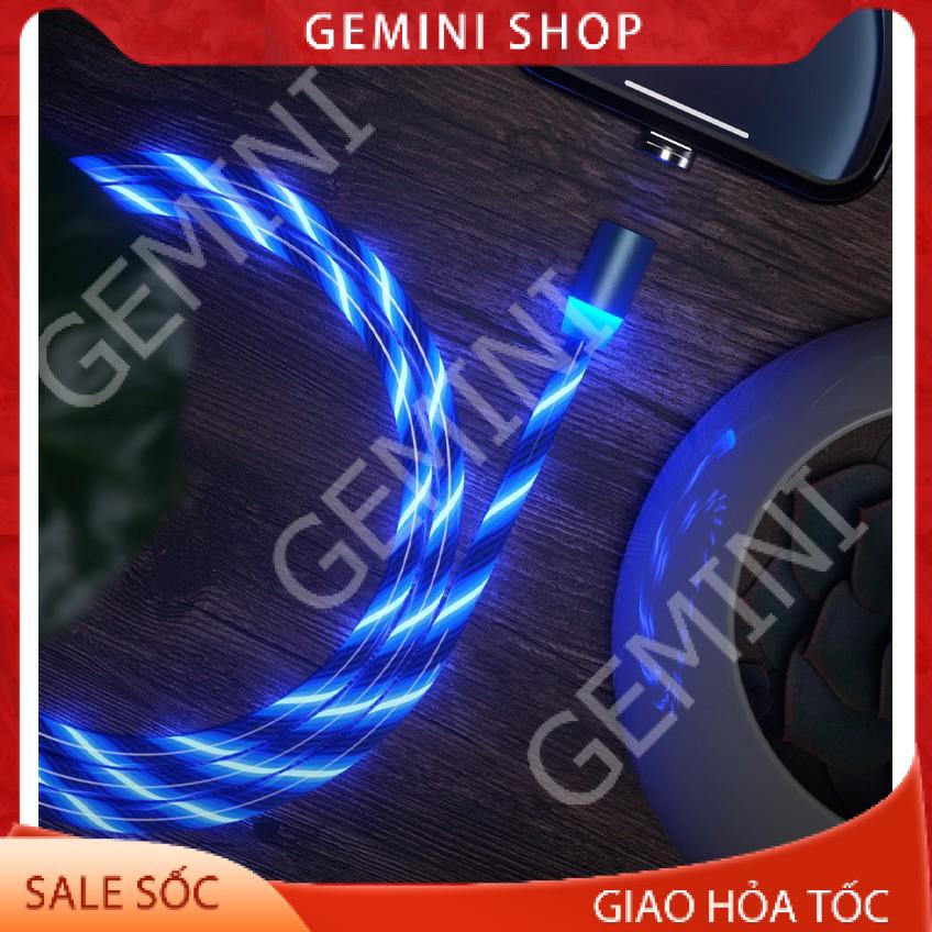 (Tặng 3 đầu sạc Dùng mọi ĐT IPType C Micro USB) Dây Cáp Sạc Nam Châm Phát sáng Xoay 360 Độ,Từ Tính
