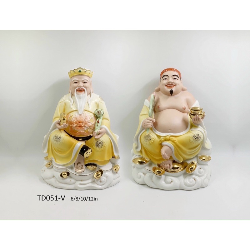 Cặp Tài Địa Sứ Đức Hoá cao 20cm - 8 in - Tượng Thần Tài Thổ Địa Sứ cao cấp
