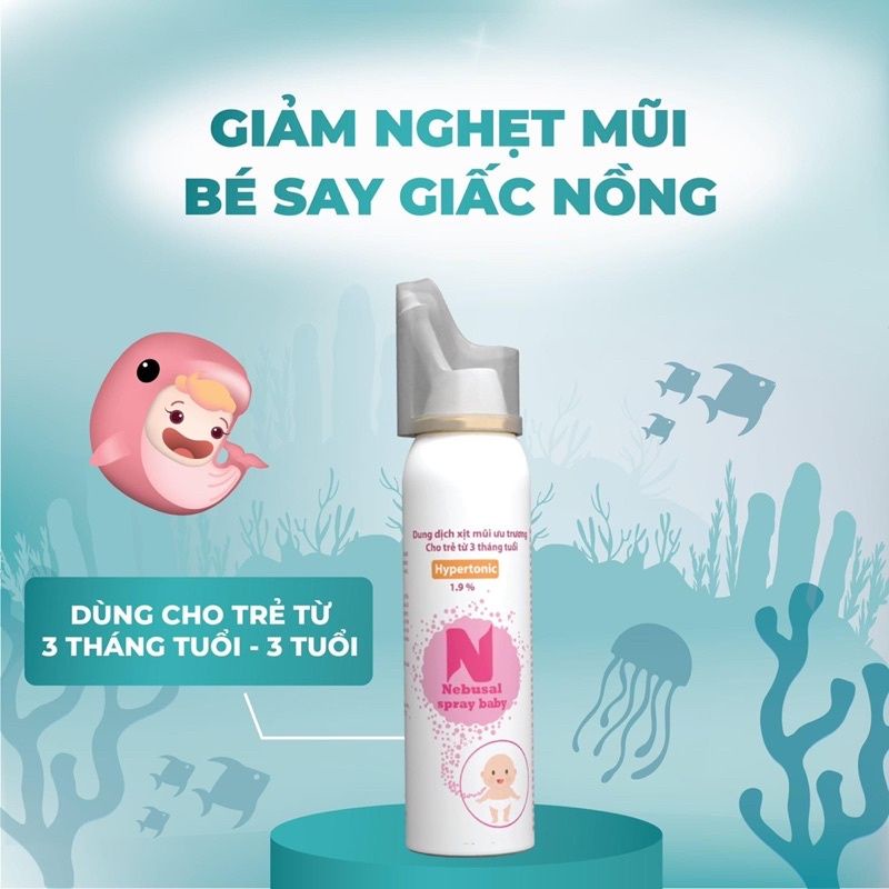 DUNG DỊCH XỊT MŨI ƯU TRƯƠNG  NEBUSAL SPRAY BABY 1,9%