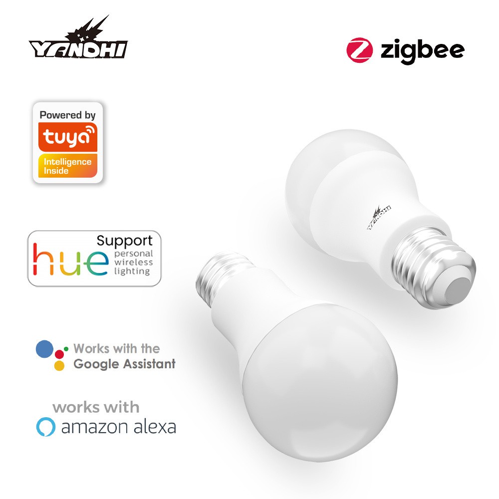 YANDHI Tuya Zigbee 3.0 Smart E27 LED Light Bulb Smart Life APP Remote Control Lamp RGB+W+C Dimmable Work with Alexa Google Assistant Automation