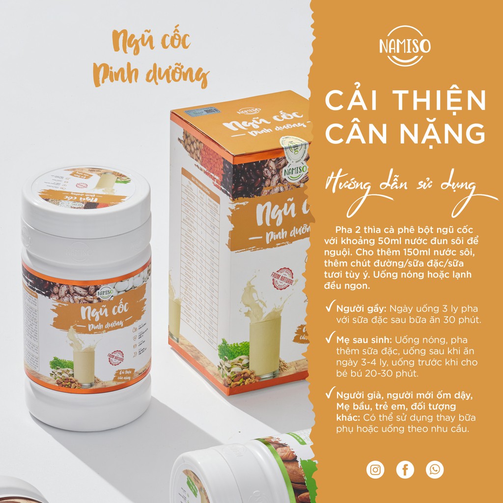 Ngũ cốc dinh dưỡng Namiso - bột ngũ cốc dinh dưỡng bổ sung đầy đủ dưỡng chất thiết yếu - tăng cân | BigBuy360 - bigbuy360.vn