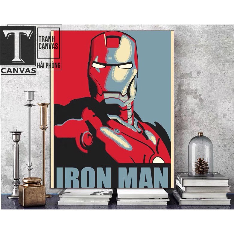 (Giá Xưởng) Tranh Canvas treo tường phòng khách, tranh Siêu anh hùng Marvel, tranh Iron Man 01-07 (không khung)