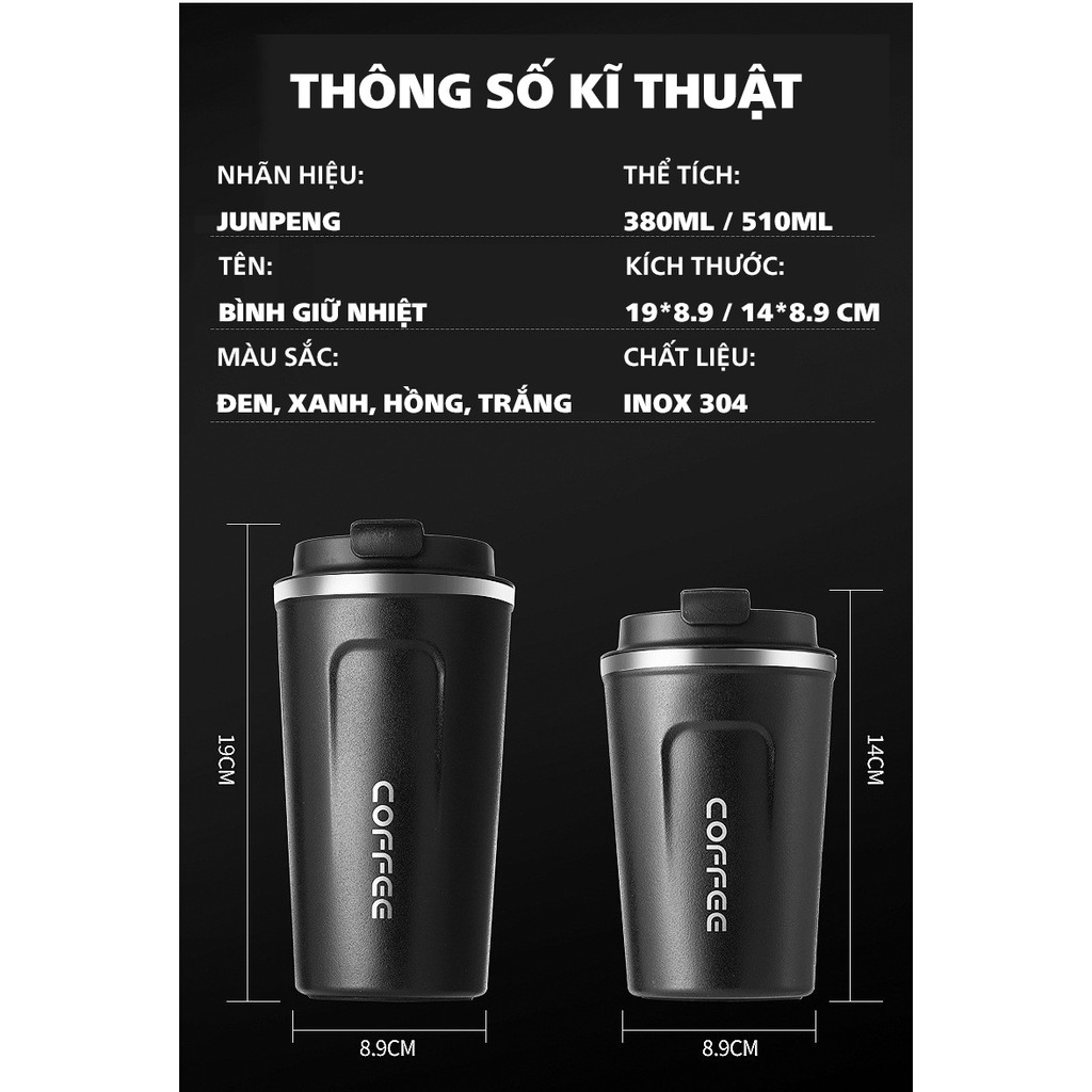 Bình Giữ Nhiệt Coffee Air Inox 304 Cao Cấp Kiểu Dáng Thể Thao Cầm Tay Sang Trọng Dung Tích 500ml