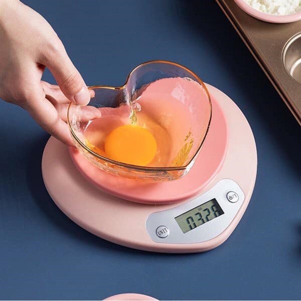 Cân Tiểu Ly VikiHouse Mini Điện Tử Nhà Bếp Hình Trái Tim Sạc Pin Chính Xác Trọng Lượng Tối Đa 5Kg