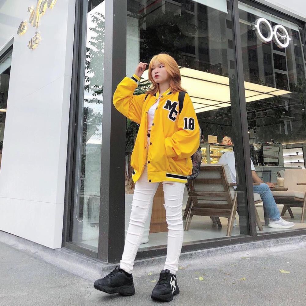 ÁO KHOÁC DÙ BOMBER MC MARCUS VÀNG ĐEN UNISEX - ÁO GIÓ KHOÁC MC 18 BÓNG CHÀY | BigBuy360 - bigbuy360.vn