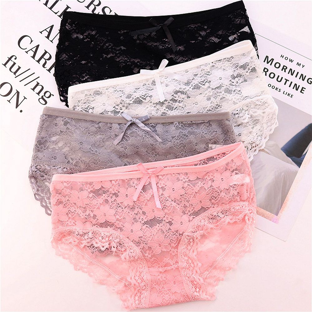 Quần Lót Ren Hoa Lưng Thấp Chất Cotton Thoáng Mát