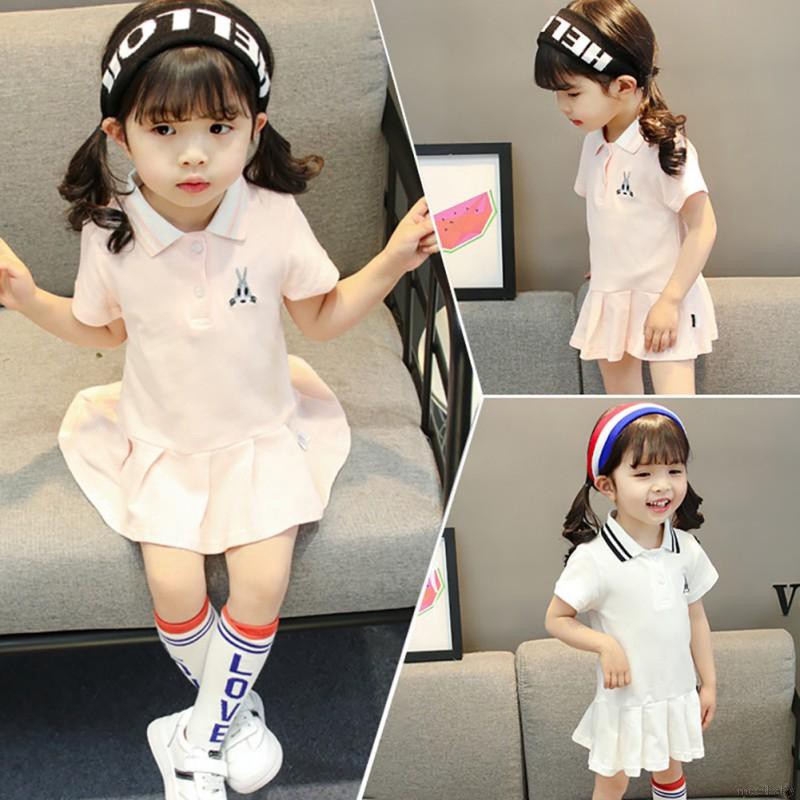 Đầm bé gái ngắn tay thêu hình động vật