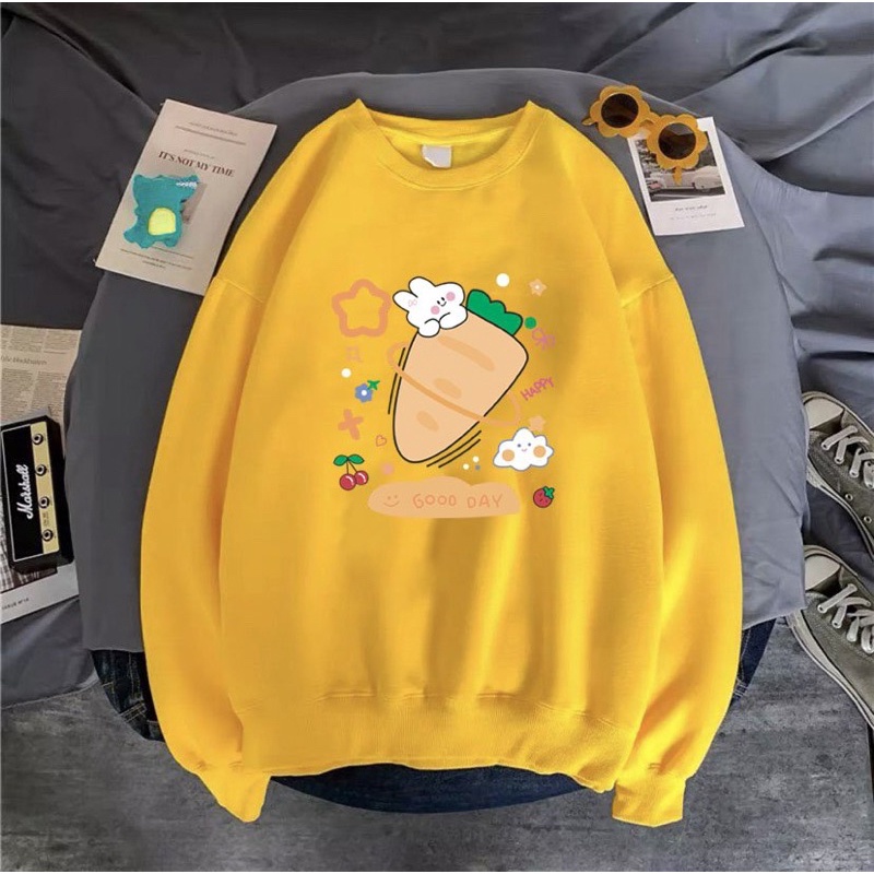ÁO SWEATER NAM NỮ CARROT GOOD DAY ,VẢI NỈ NHIỀU MÀU LỰA CHỌN