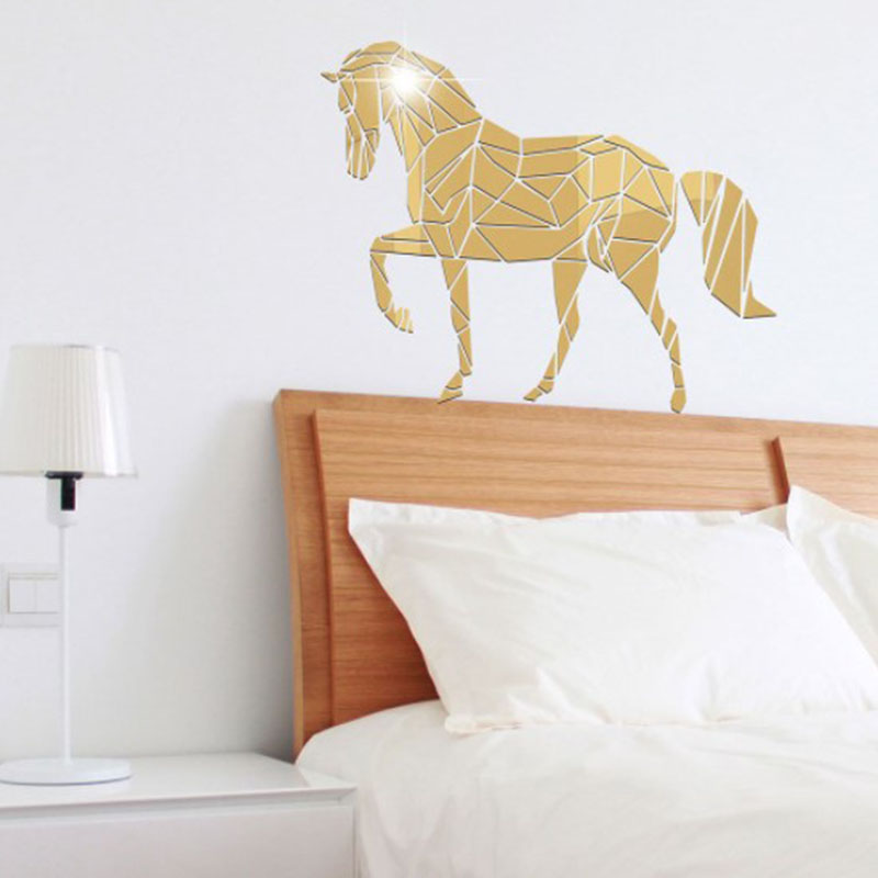 Sticker Dán Tường Bằng Acrylic Với Họa Tiết Hình Con Ngựa Màu Gương
