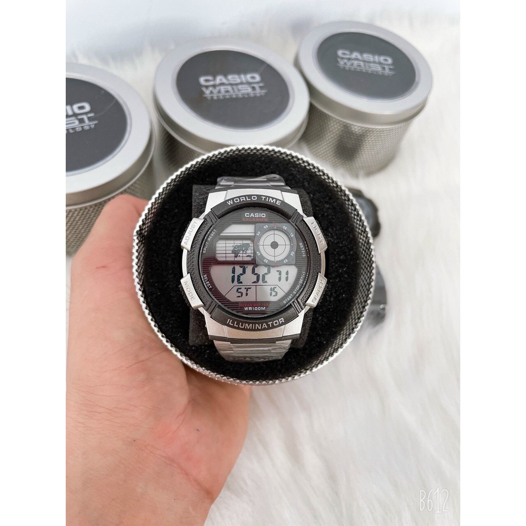 Đồng Hồ Điện Tử Nam 💖𝑭𝑹𝑬𝑬𝑺𝑯𝑰𝑷💖 Đồng Hồ Đeo Tay Casio AE 1000 Mặt Tròn, Dây Thép Không Gỉ | BigBuy360 - bigbuy360.vn