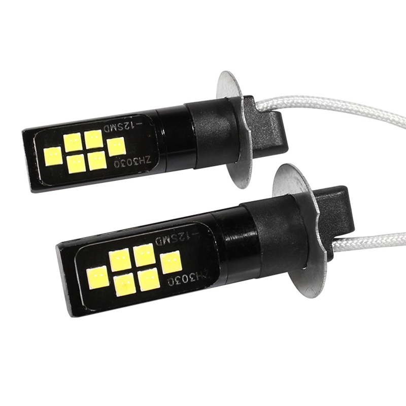 Set 2 Đèn LED Sương Mù Ánh Sáng Trắng / Vàng H3 Dành Cho Ô Tô DRL 3030 SMD DC12-24V 6000K