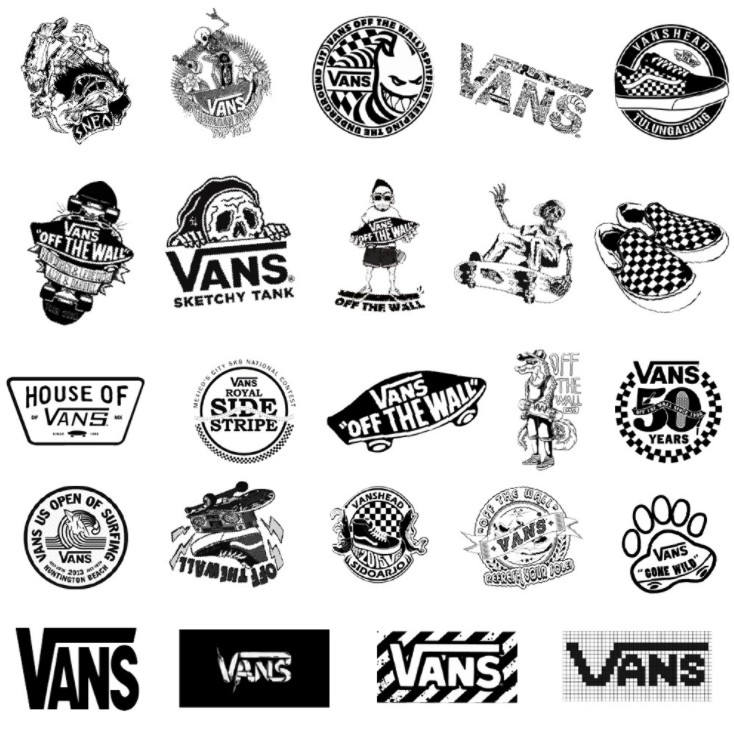 [Vans] Set hình dán sticker trắng đen black and white b&amp;w bw