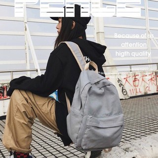 Balo Vải Canvas Basic Trơn Màu Solid Balo Học Sinh Phong Cách Hàn Quốc Đơn Giản