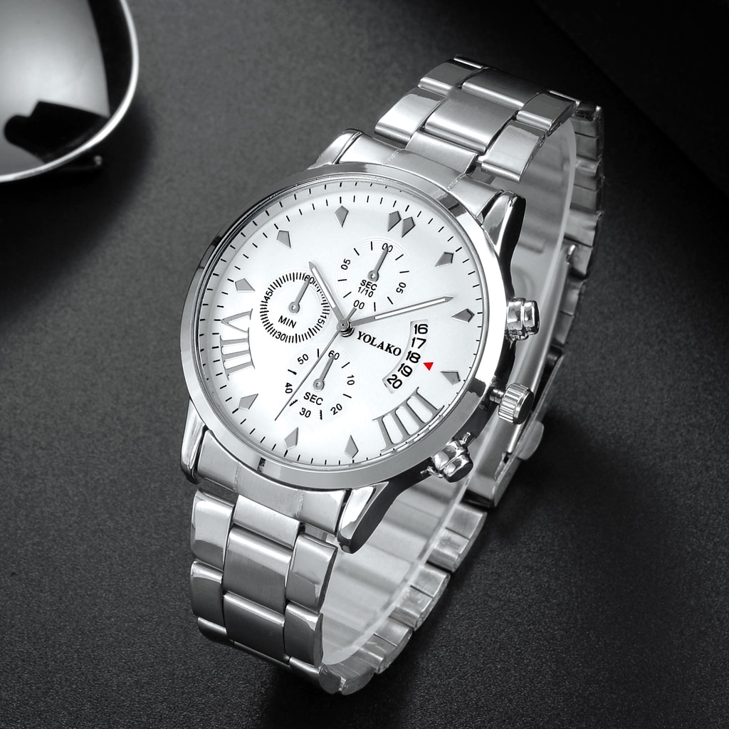 Men Stainless Steel Watch Luxury Calendar Quartz Wrist Watches Business Casual Watch For Man Clock