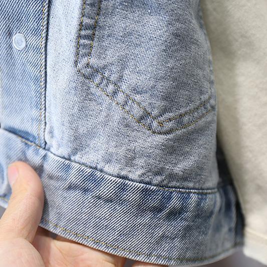Áo Khoác Denim Chống Nắng Có Mũ Tháo Rời Được Thời Trang Cho Bé