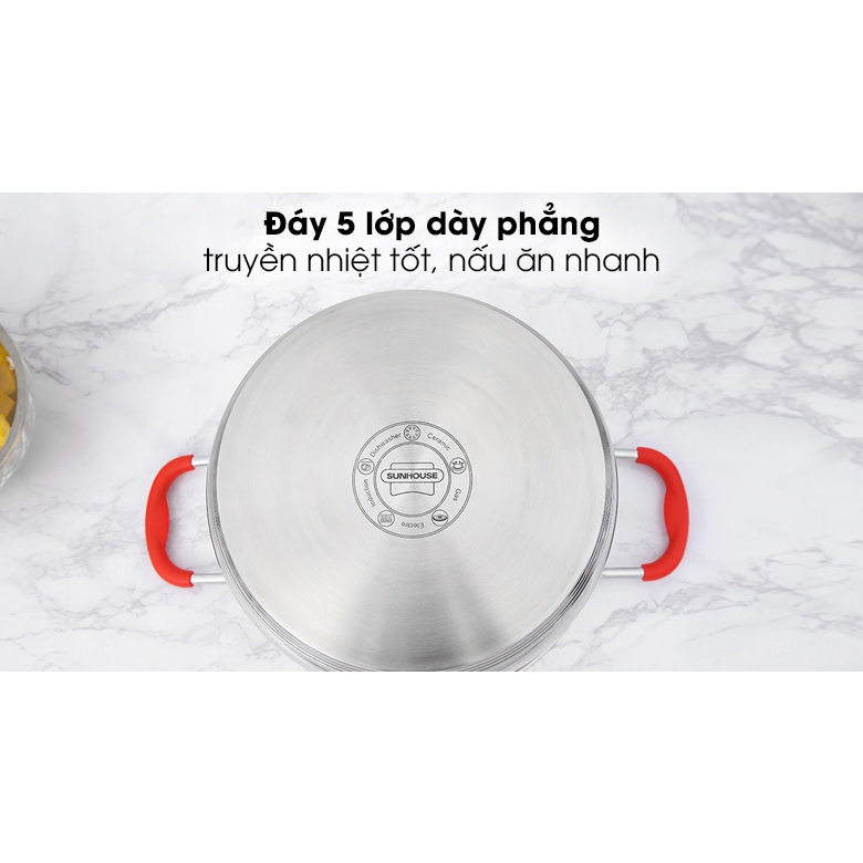 BỘ NỒI XỬNG INOX 5 ĐÁY SUNHOUSE SHG507-28 (28CM)