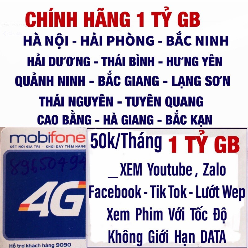 Sim Mobfione 4G gói DIP50 , ED50 - KHÔNG GIỚI HẠN DUNG LƯỢNG DATA - List số đẹp