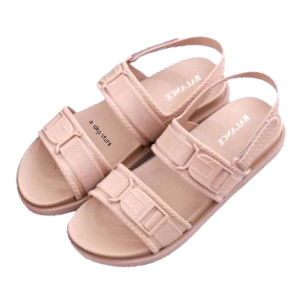 Giày sandal nữ 2 quai khóa vuông cao 2.5cm chất nhựa cao su siêu bền đi mưa, đi học iDÉP GL061