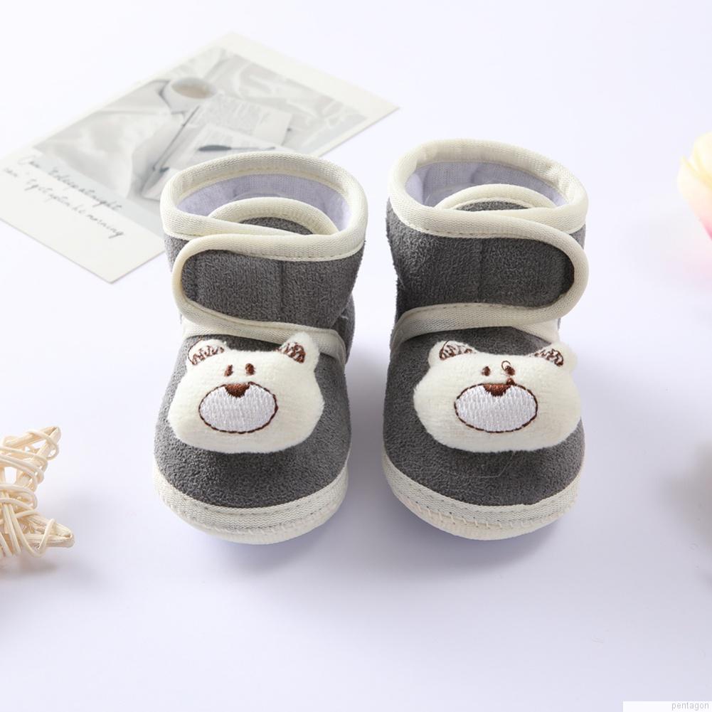 Giày đế mềm hình gấu hoạt hình cho trẻ em từ 0-12 tháng tuổi