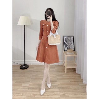 Đầm nhung tăm cúc đồng