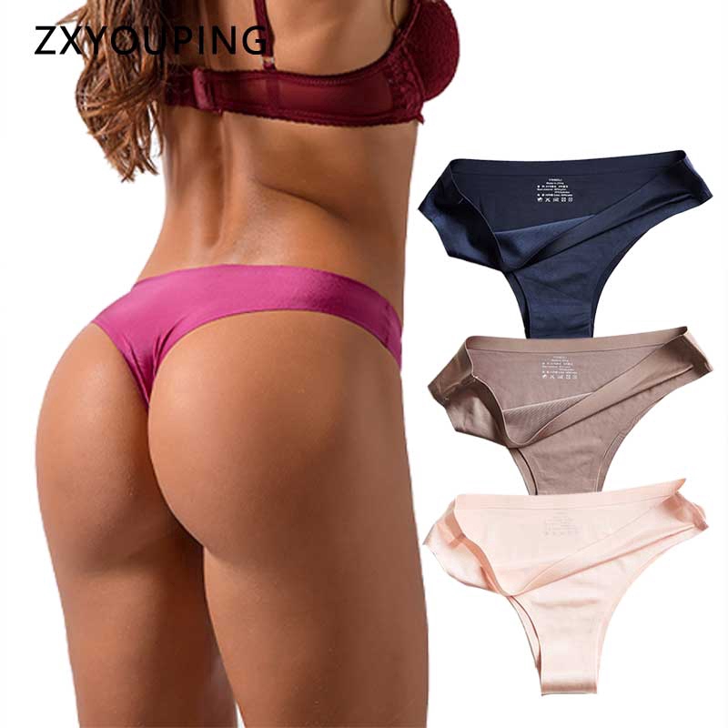AOFEIQIKE Sports Ice Silk Thong Women Seamless Underwear Yoga Sexy G-string Light Sexy Comfortable and Elastic Fine Nylon Fabric M-3XL