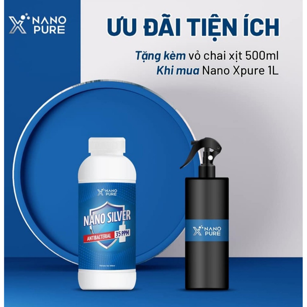 [COMBO 2CHAI 1L+QUÀ] Nano Bạc Diệt Khuẩn (Silver) PHUN SƯƠNG PHUN KHÓI VỚI MÁY MÁY-Nano Xpure 35ppm 5L - AHT Corp (AHTC)