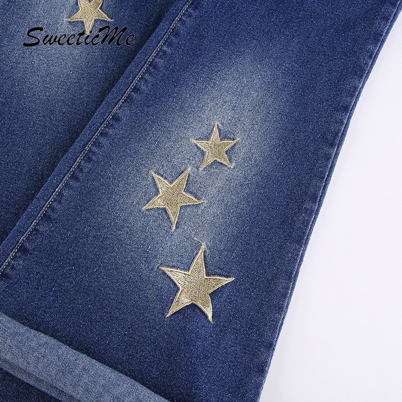 Quần Jeans Nữ Thêu Ngôi Sao Thời Trang Quyến Rũ 2022
