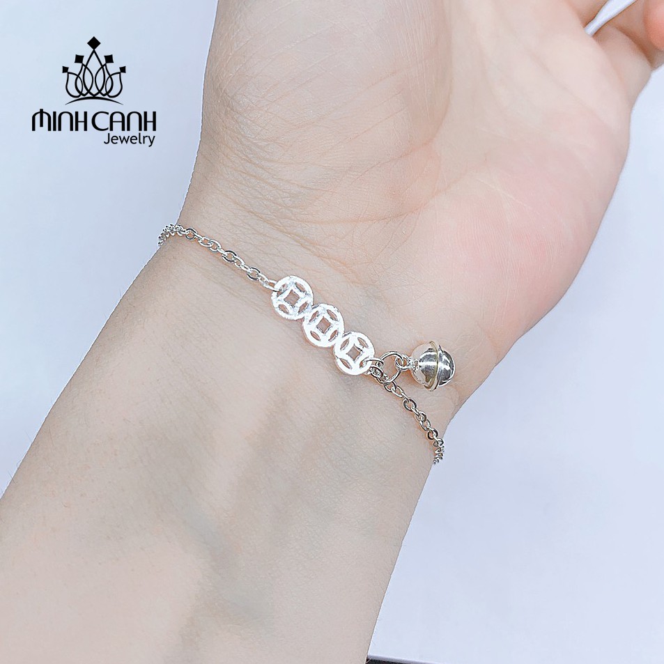 Lắc Tay Bạc Nữ Kim Tiền Mix Chuông - Minh Canh Jewelry