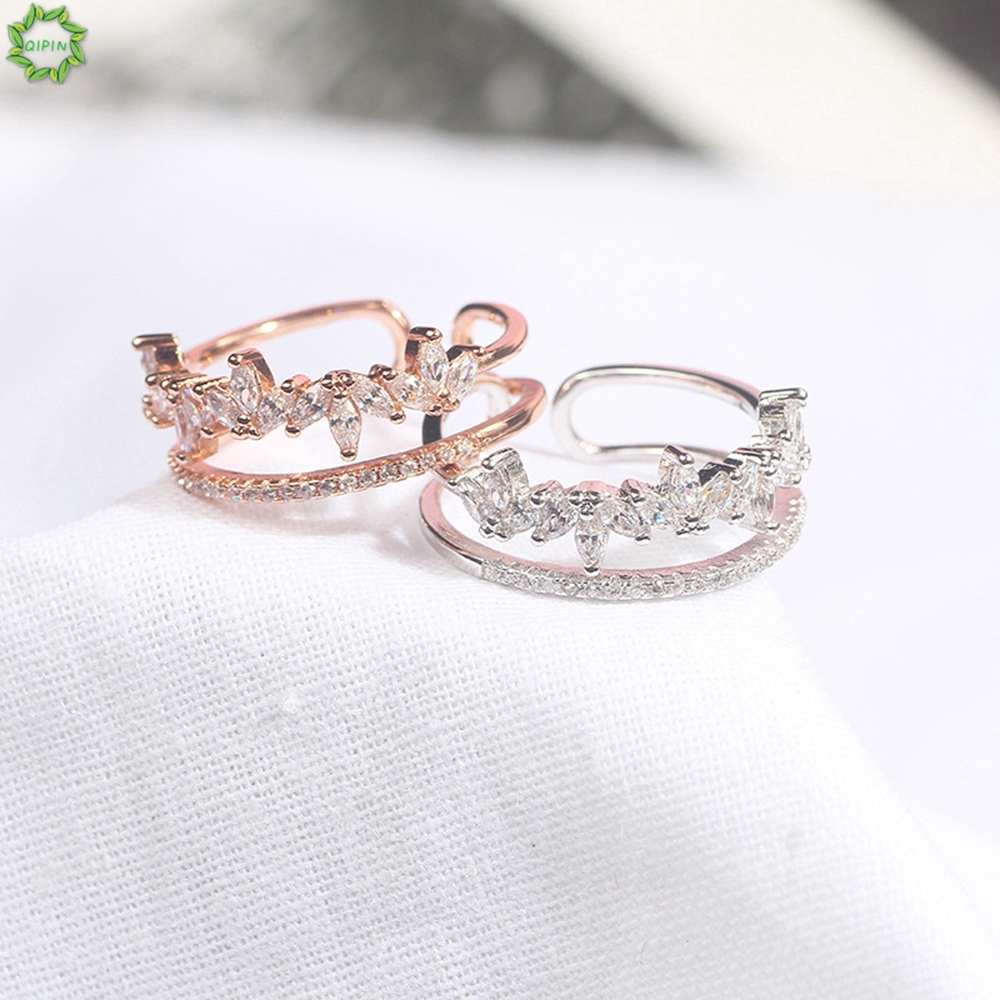 Nhẫn đính đá phong cách Hàn Quốc thanh lịch dễ dàng thu nới