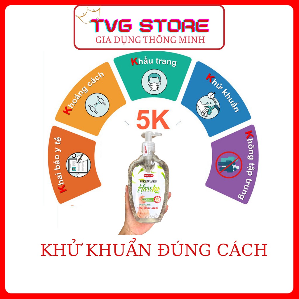 Nước Rửa Tay Khô, Gel Rửa Tay Khô Sát Khuẩn HASOKU 500ml Nano Bạc Hương Trà Xanh