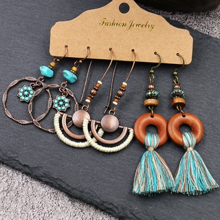 Set 3 Đôi Bông Tai Boho Tông Xanh