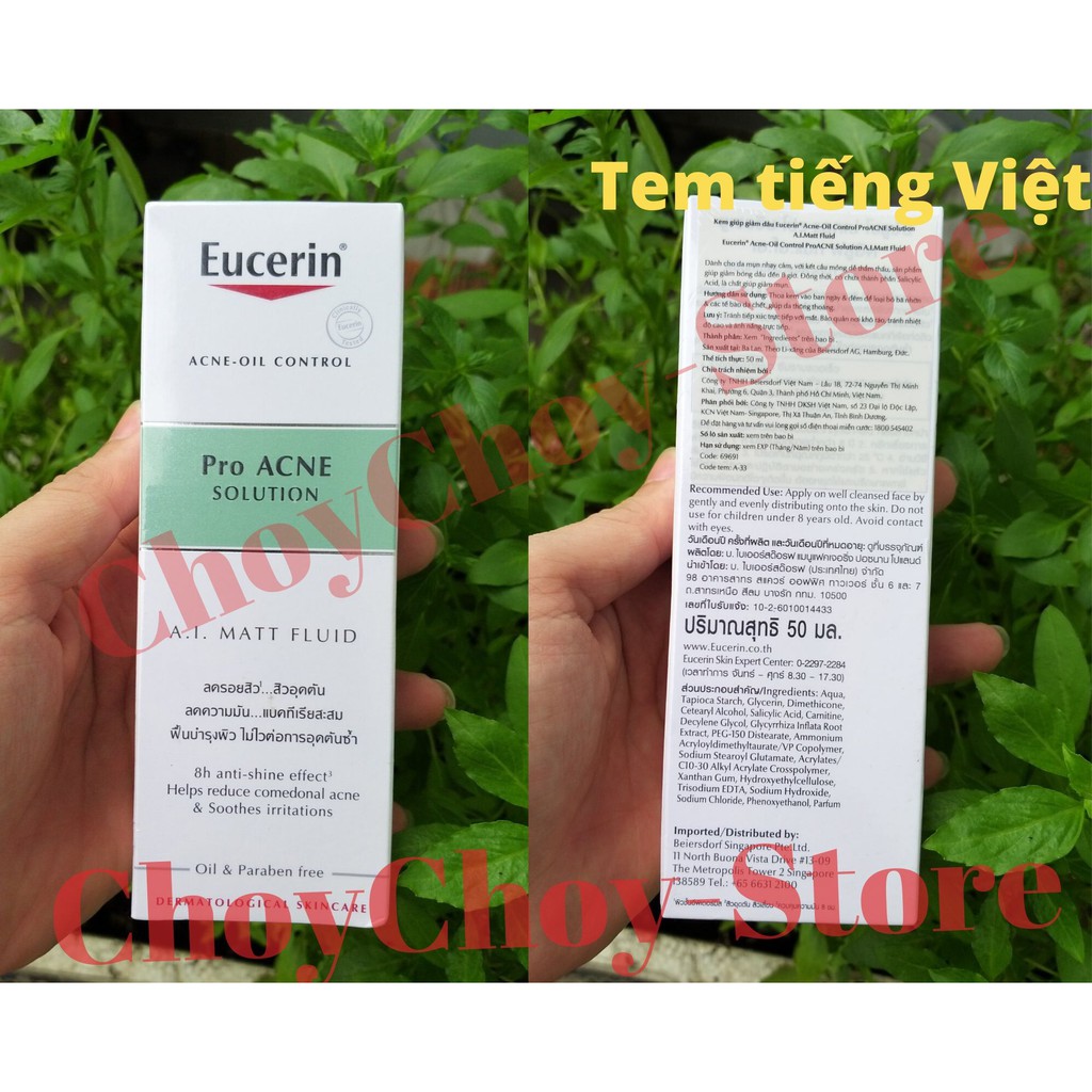 [TEM CTY] Kem dưỡng EUCERIN Proacne A.I Matt Fluid 50ML - kiềm dầu, giảm mụn