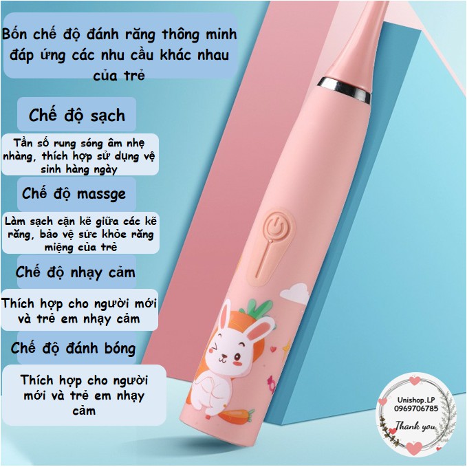 [SALE CỰC SỐC] Bàn chải điện tự động đánh răng điện 4 chế độ cho trẻ em (Hàng mới update)