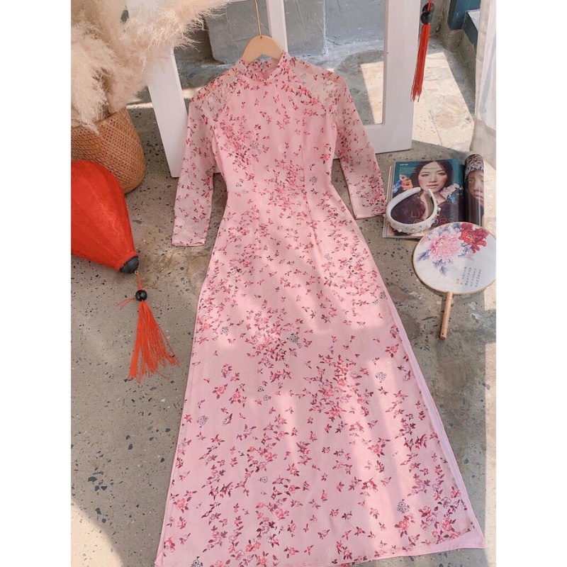 Set Áo Dài Hoa Nhí 4 Tà Tơ Cao Cấp Siêu Xinh Trẻ Trung Cho Các Nàng Hot 2022 , Mã A10