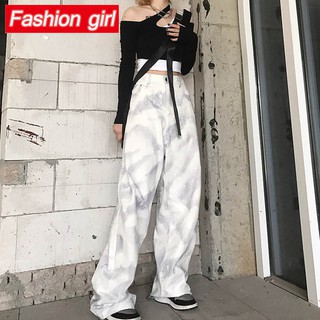Set Áo Thun Tay Dài Trễ Vai + Quần Dài Ống Rộng Xẻ Tà Phong Cách Đường Phố Hàn Quốc