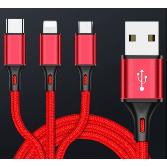 Dây cáp sạc đa năng 3 in 1  TopK cổng micro USB type-c Lightning cao cấp tương thích mọi điện thoại