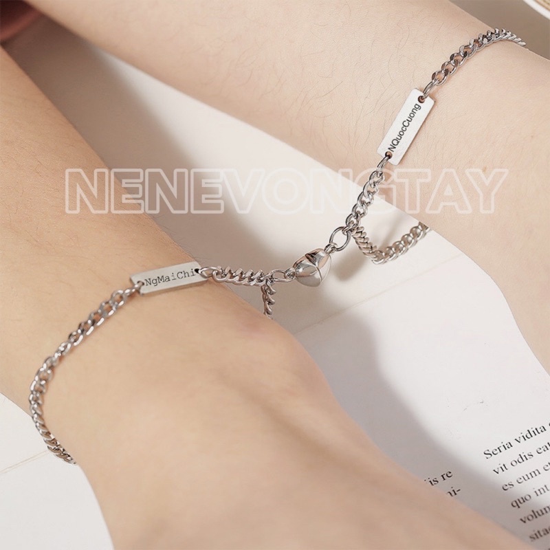 Vòng đôi khắc tên nam nữ theo yêu cầu  - số 1