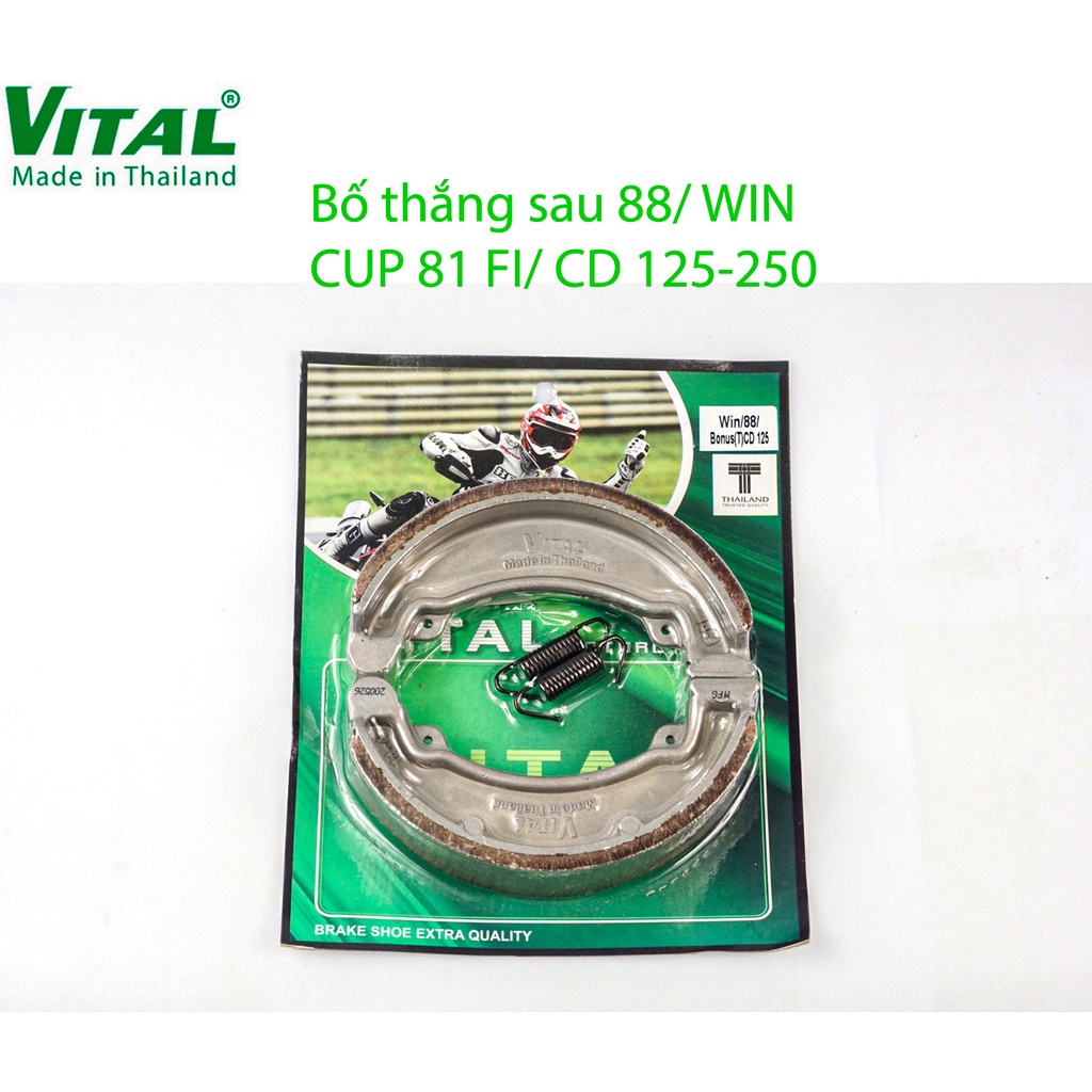 Má phanh - Bố thắng sau 88, CD, CUP 81 FI, WIN  - Ma phanh xe máy, bo thang đùm VITAL chính hãng, Th