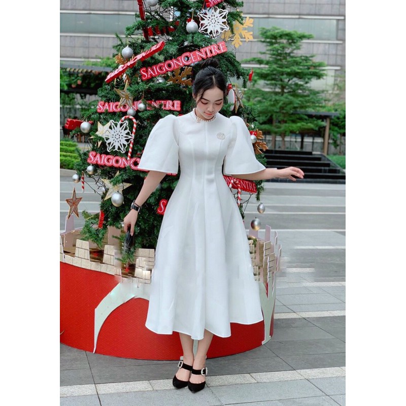 đầm xoè tay phồng