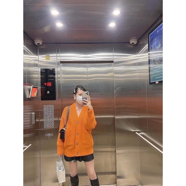 Áo len cadigan zara new tag màu carrot