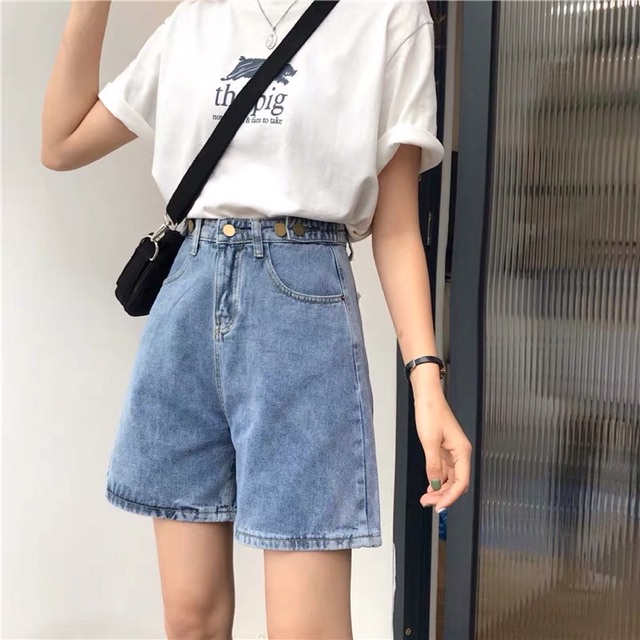 Quần Short Jean Bò Nữ Dáng Ngố Lửng Ống Rộng Chất Jean Trơn Mền Dày Xịn Quần Đùi Bò 5 Khuy Cạp Cao [Video + Ảnh Thật] | BigBuy360 - bigbuy360.vn